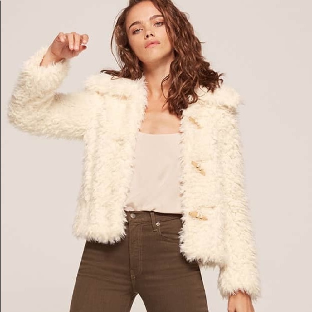 Reformation cream teddy coat